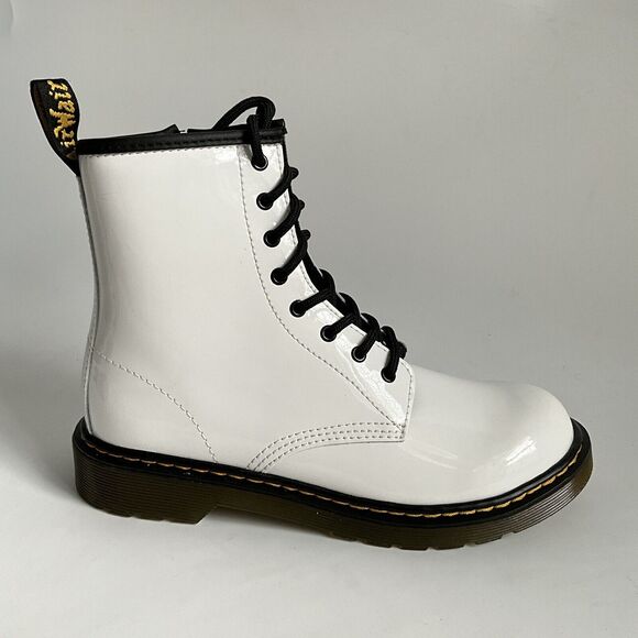 Dr. Martens Bootie White Patent Leather 8-Eye Boots 6 - Picture 2 of 11